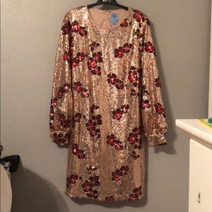 Blush gold, sequined dress